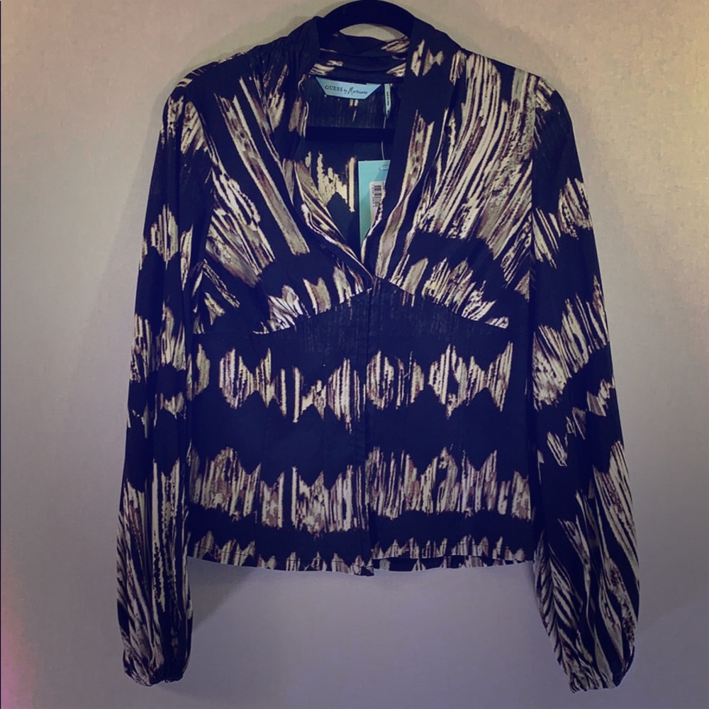 Marciano brown black pattern blouse
